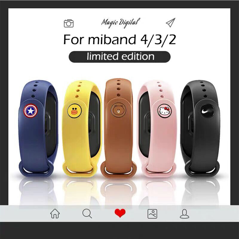 For Xiaomi Miband 5 Strap Mi Band 5 4 3 2 Strap Buckle Pattern Button Bracelet for Watch Band Miband 4 Special Wrist Strap