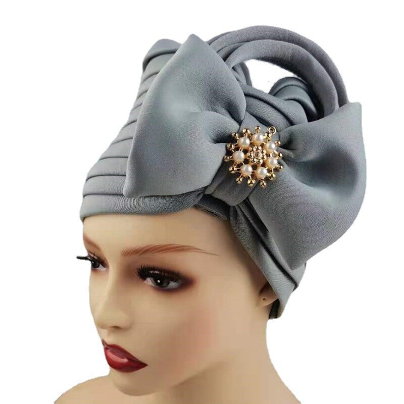 Summer Fashion Style African Women Solid Color Headtie African Caps