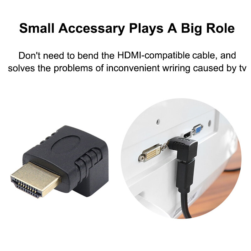 HDMI 호환 어댑터, PS4 HDTV 프로젝터 노트북 모니터 270 변환기용 90 1.4 도 오른쪽 수-암 컨버터 익스텐더