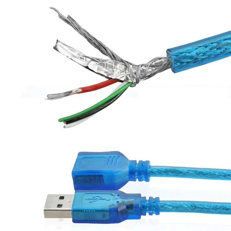 Câble réseau USB 2.0 AM-AF 2.0, bleu, mâle-femelle, Extension de données, synchronisation, prise Jack AM vers AV