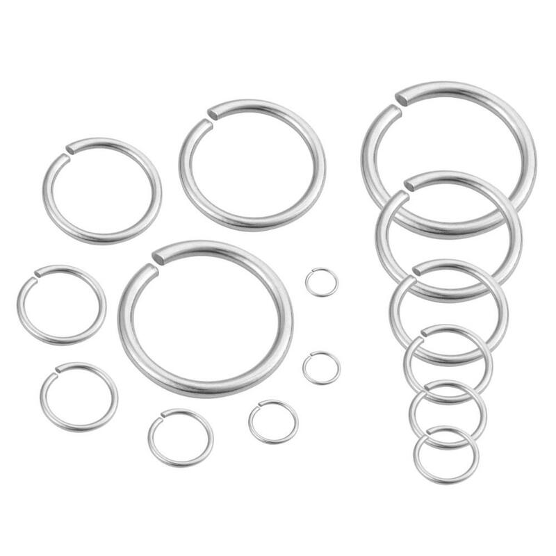 Conector de Aço Inoxidável Split Ring, Acessórios para Fazer Jóias, DIY Jump Ring, Colar e Pulseira, 12mm, 15mm, 20mm, 25mm, 30mm