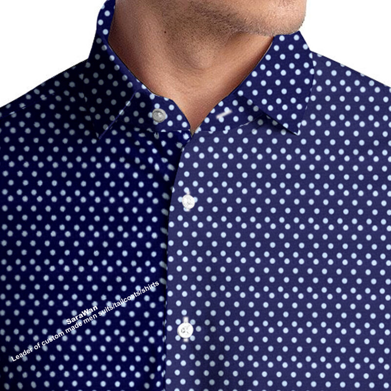 Темно-синяя классическая рубашка в горошек, индивидуальная Мужская классическая рубашка в горошек, мужские классические рубашки на заказ, мужская рубашка в горошек 2020