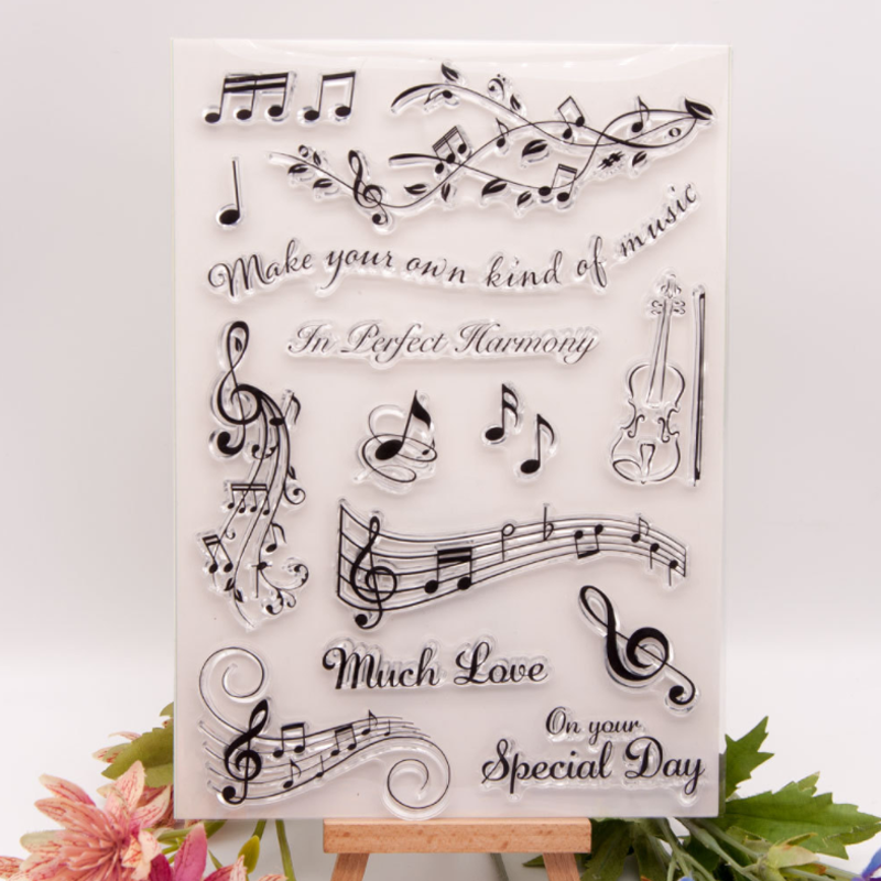 Musical Note Transparent Clear Silicone Stamp Seal DIY Scrapbook Rubber Stencil Coloring Diary Decoration Office School Supplies