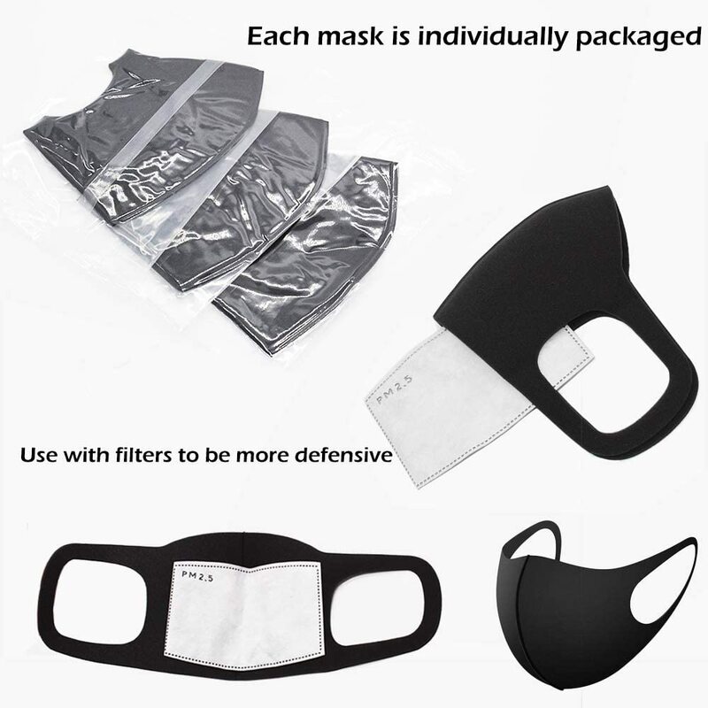 10 unids/set de máscaras faciales de moda Unisex lavable reutilizable negro hielo seda algodón máscara de boca protección contra el polvo polen Pet Dander