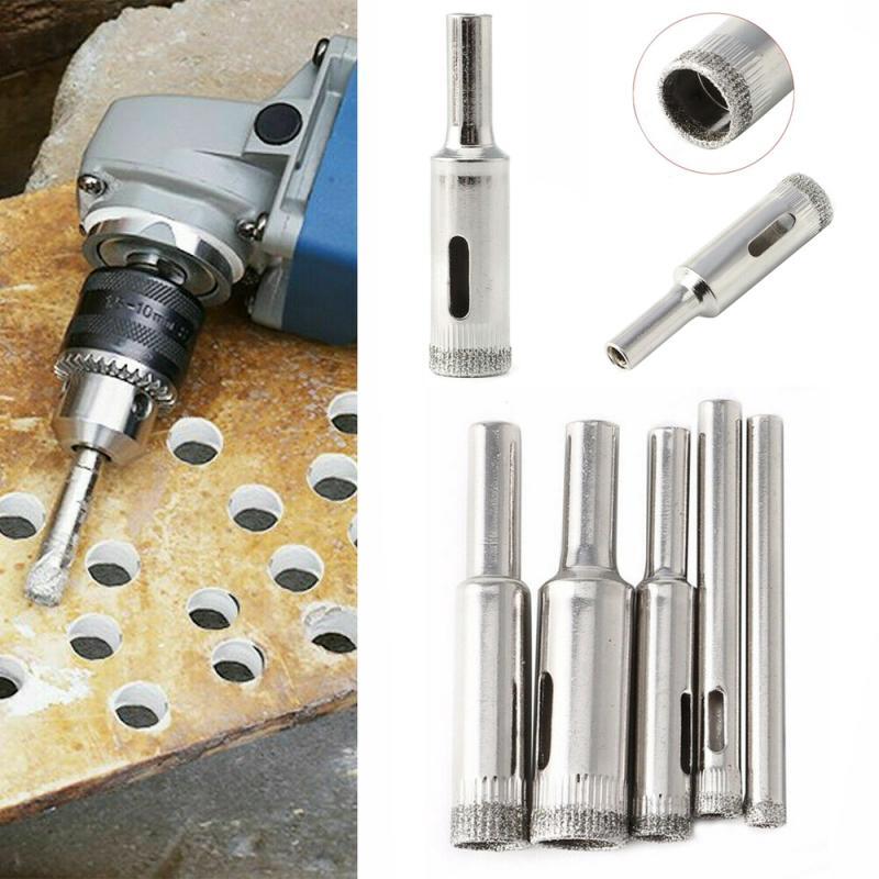 5/6/8/10/12mm Diamond Coated Drill Bit Set Tile Marble Glass Ceramic Hole Saw Drilling Bits For Power Tools Home Tools