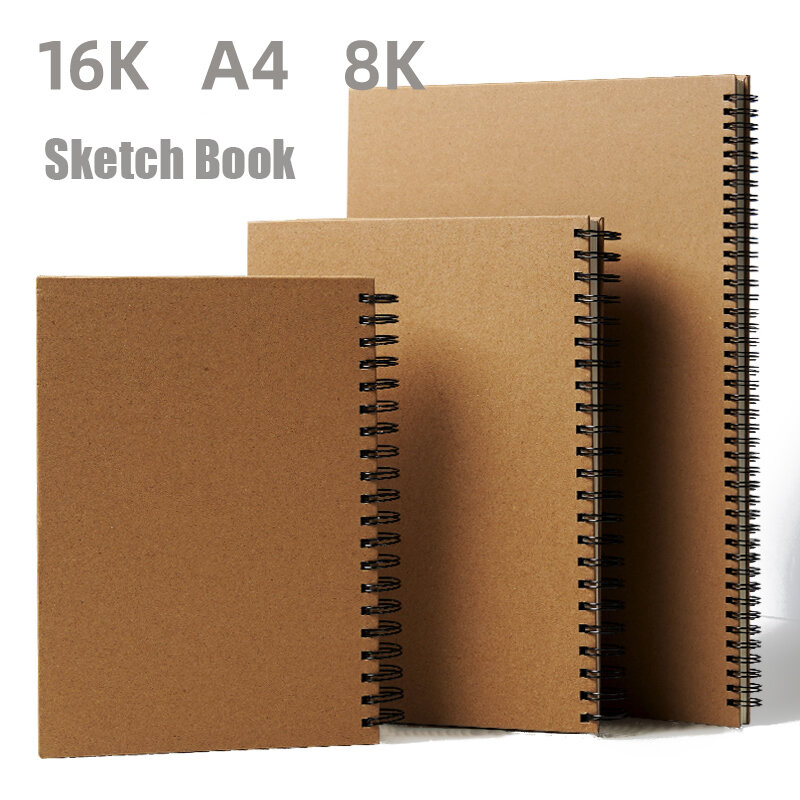 160gsm คราฟท์เกลียว Blank Sketch Book วาดภาพวาด Sketch Notebook