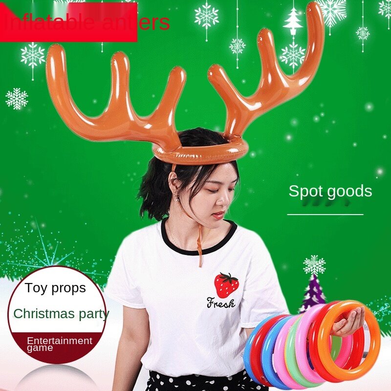 Doki-장난감 2023 년 신제품 PVC 뿔 게임 세트, 링 스팟 크리스마스 모자 배달 링 장난감