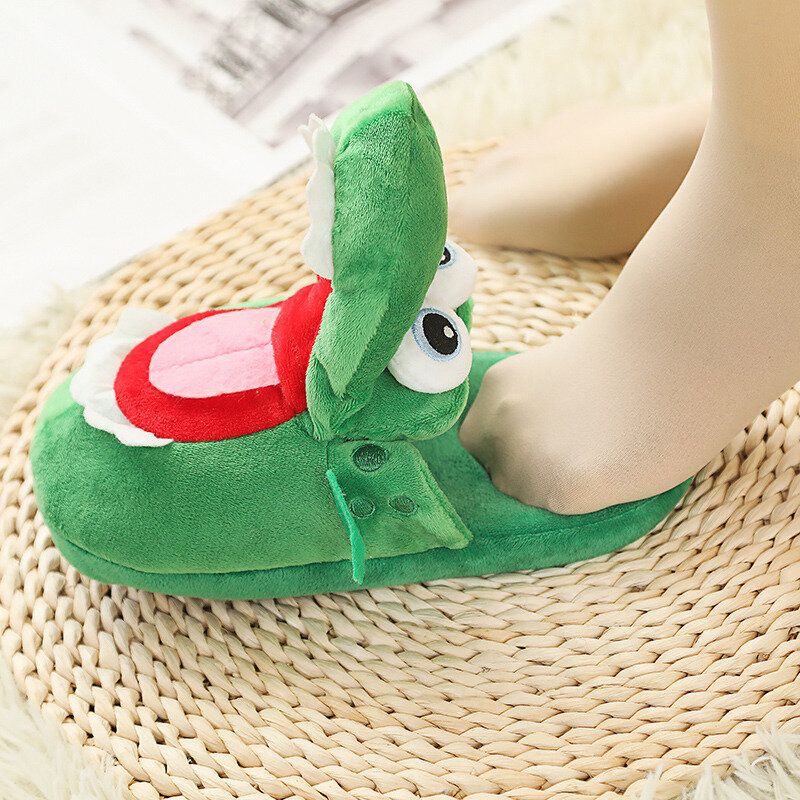 New Style Crocodile Cotton Slippers With Moving Mouth, Funny Non-slip Home Cotton Shoes, Gifts Plush Toy Slippers, Winter Ladies