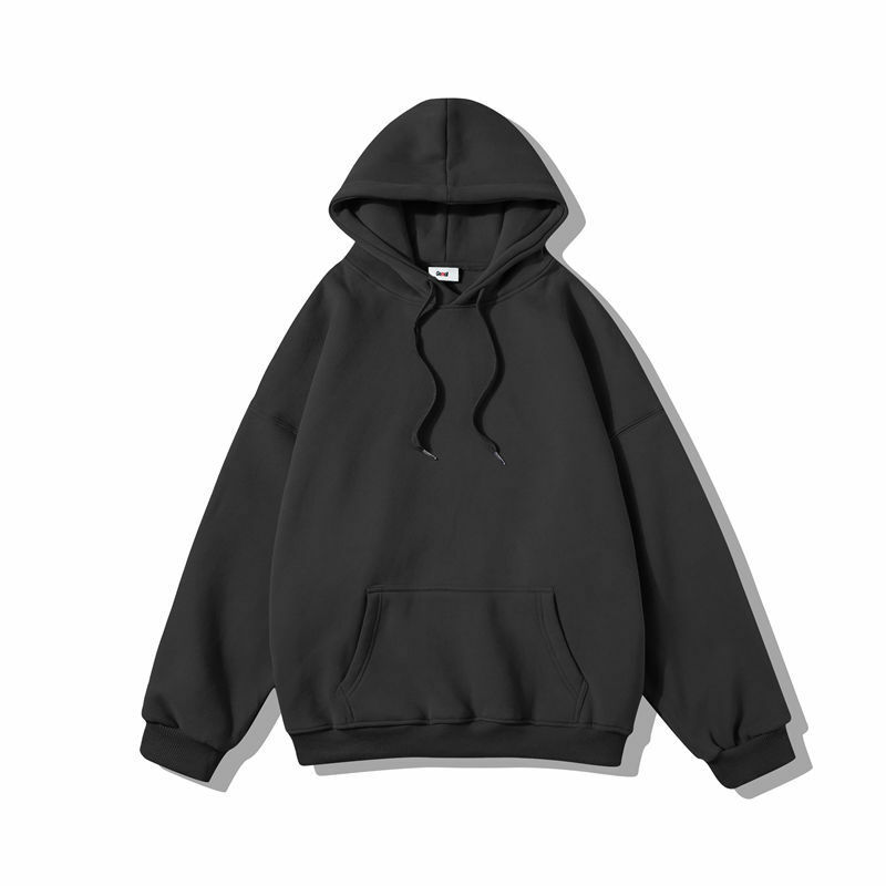 Cor sólida hoodies dos homens outono solto camisolas de algodão com capuz tops streetwear vintage hoodie masculino pulôver bolso quente preto