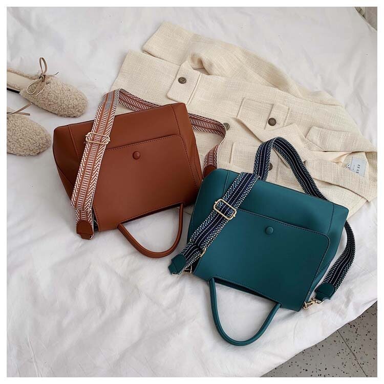 Torebki damskie o dużej pojemności 2020 nowe proste torby damskie torebki na ramię PU Lady Retro eleganckie torebki w kontrastowym kolorze