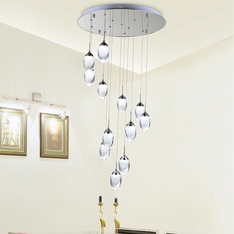 Luces colgantes LED modernas, lámparas colgantes de moda para decoración de interiores y escaleras, luz blanca cálida/blanca fría