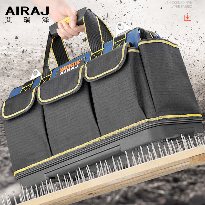 AIRAJ Multi-Function Tool Bag 1680D Oxford Cloth Electrician Bag, Multi-Pocket Waterproof Anti-Fall Professional Storage Bag
