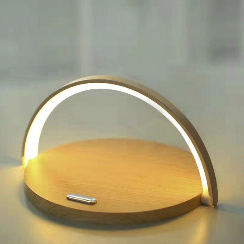 Qi – lampe de Table LED avec chargeur sans fil, dc 5v, 10W, chargeur USB, réglable, avec support pour téléphone