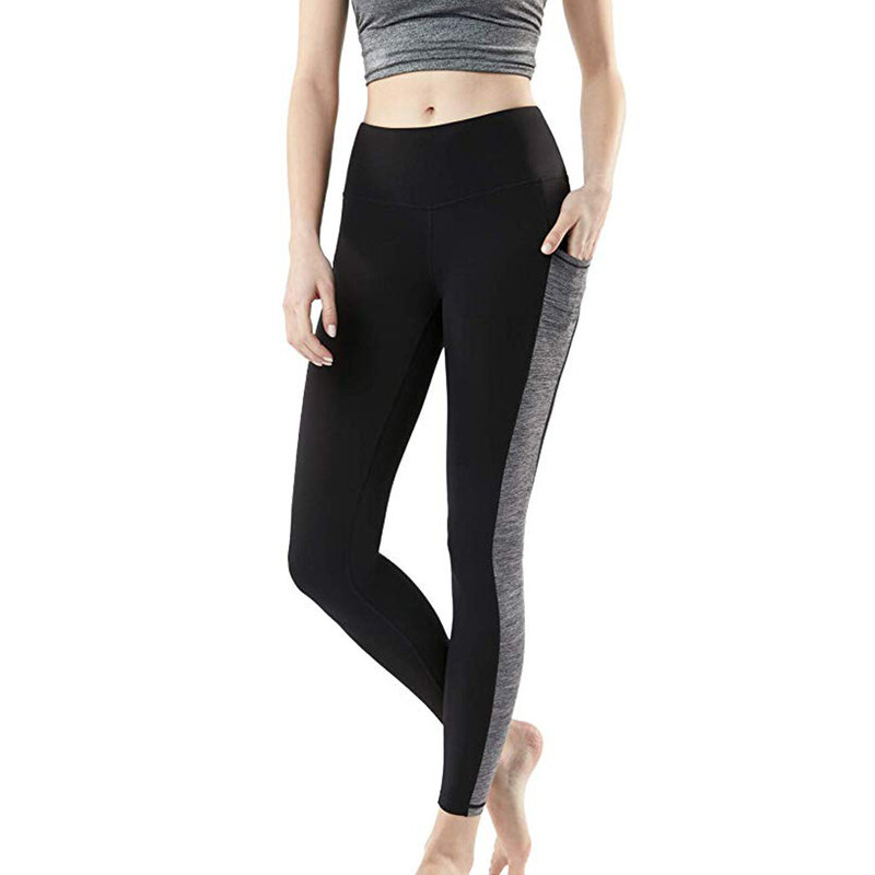 Calças de bolso de esportes femininos sem costura leggings de fitness calças de controle de barriga esportes leggings ginásio cintura alta leggings magros