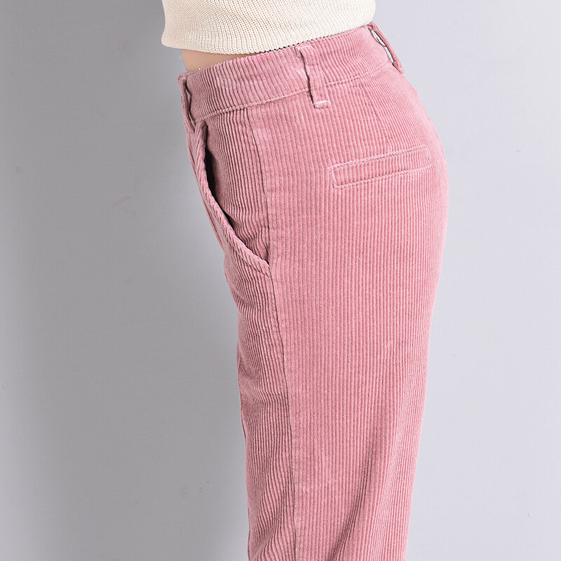 Spodnie sztruksowe damskie spodnie na co dzień brak elastyczna krótka spodnie proste spodnie do spodni biegaczy damskie jesienne spodnie zimowe