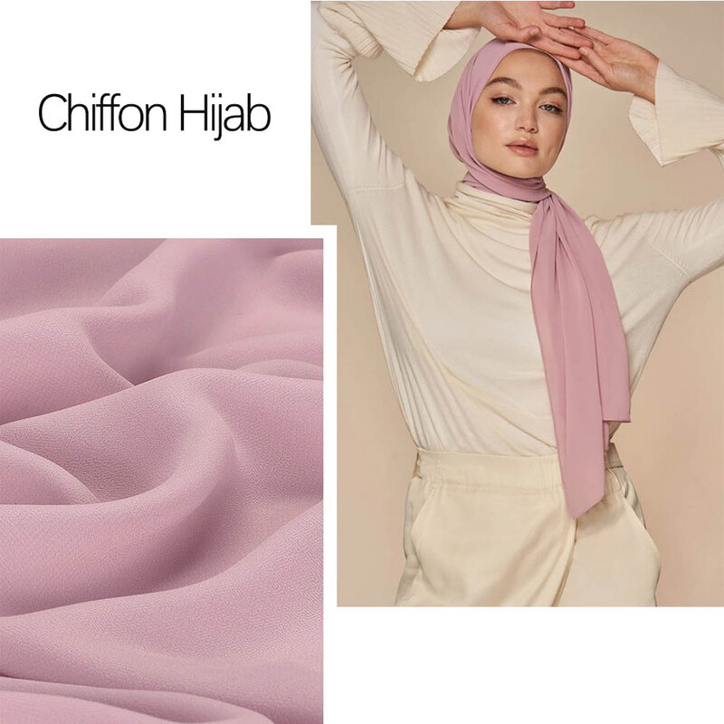 Atacado 10 peças muçulmanas hijab chiffon lenço hijabs xale xale lenços para mulheres muçulmanas com material macio