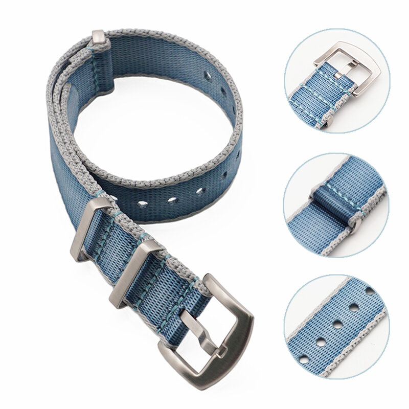 Premium otan zulu correias de náilon cinto azul/cinza listrado 20mm 22mm pulseira de relógio masculino feminino esporte militar relógio de pulso acessórios