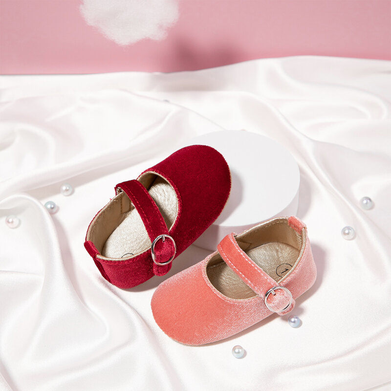 KIDSUN-zapatos de princesa para bebé recién nacido, zapatos antideslizantes de 4 colores, suela suave, planos de algodón, primeros pasos, accesorios infantiles