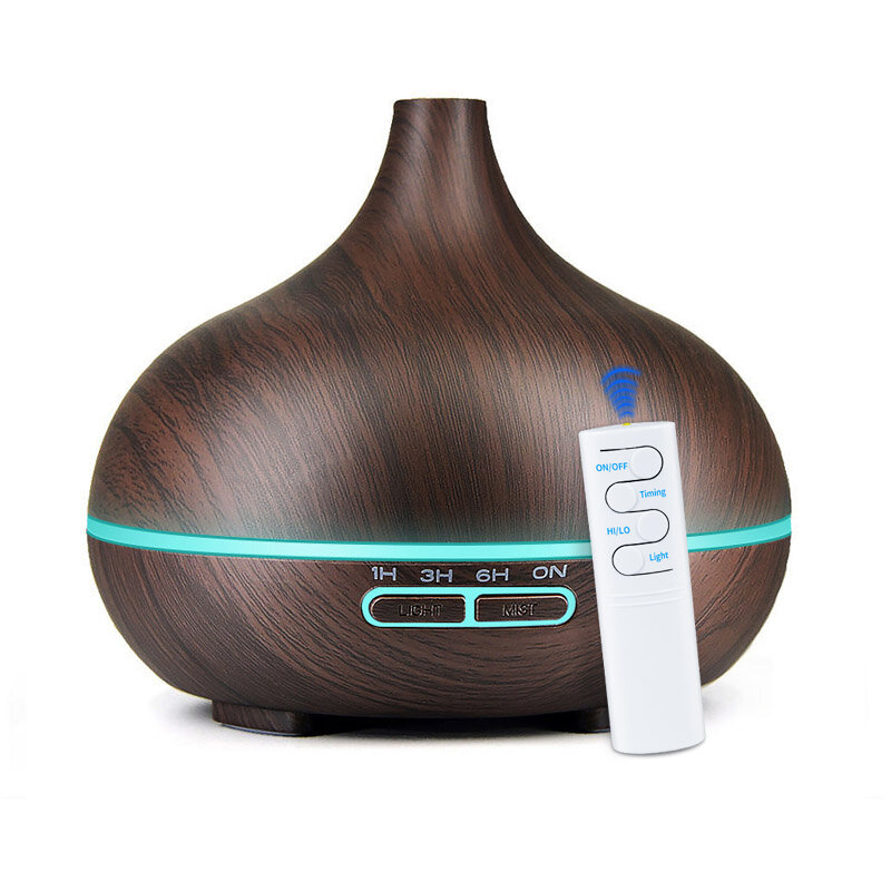 550ml Remote Control Aromatherapy Moisturizer Essential Oil Humidifier Wood Grain Cool Mist Maker Aroma Air Diffuser for Home