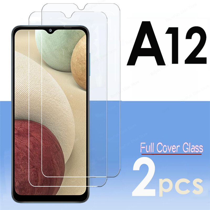 2 Pcs Gehard Glas Voor Samsung Galaxy A12 Nacho Screen Protector Cover Voor Samsung Een 12 A125 A127 Glas 2.5D 9H Film Gepantserde