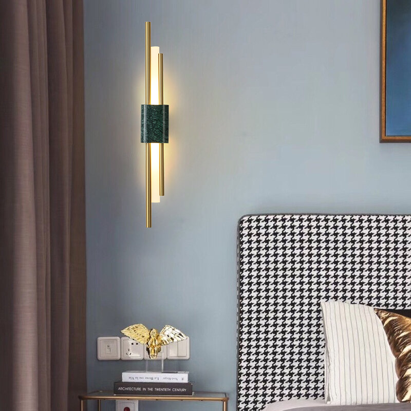 Новый китайский стиль мраморный светодиодный настенный светильник гостиная диван фон настенный светильник s Спальня прикроватный роскошный настенный светильник