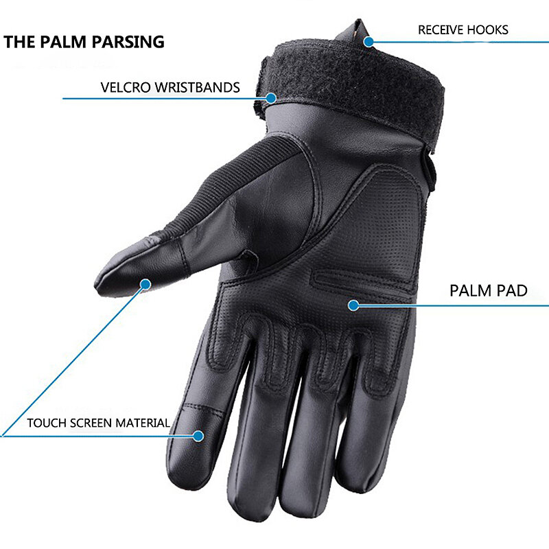 Luckybobi Motorcycle Gloves Touch Screen Leather Motocross Biker Racing Car Riding Mechanical Full Finger Motorcyclist Gloves