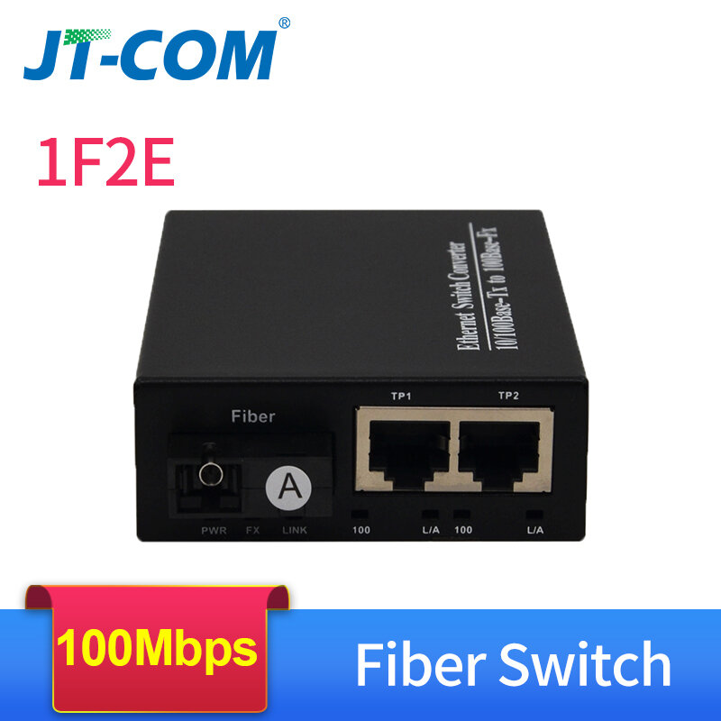 Ethernet Optical Fiber Switch 1 Port 100Mbps Sc Fiber En 2 Poort 1000Mbps RJ45 Fiber Media Converter 20 km