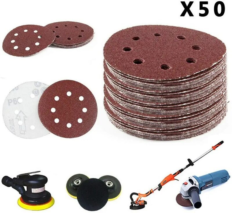 50pcs 125mm - 12.7cm Discs Pads Hook Abrasive Brush Wheel Polishing Sanding Disc Fiber Buffer Car Rotary Pad Aluminium Oxide