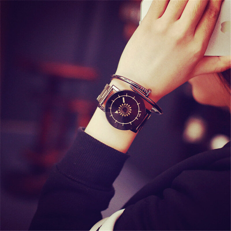 LOVER ของนาฬิกานาฬิกาควอตซ์เหล็กทั้งหมดเข็มขัดคู่นาฬิกาบุคลิกภาพนาฬิกา erkek Kol saati นาฬิกาแฟชั่น ...