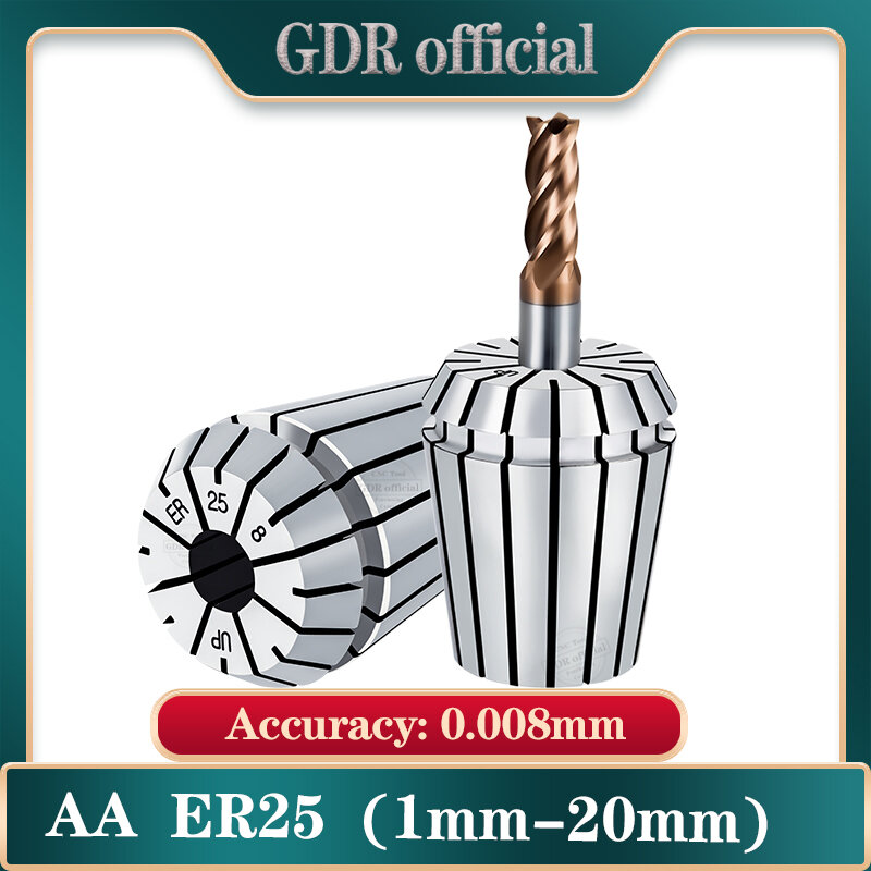 Portabrocas ER25 de alta precisión, juego de pinzas ER25 de 1mm-20mm, 0.008