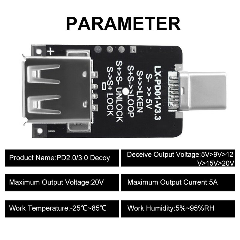 100W 5A rodzaj USB-C PD Decoy tablica wyzwalacza 5V 9V 12V 15V 20V wyjście PD 2.0 3.0 wyzwalania kabel Adapter połączenia badania opinii publicznej detektor