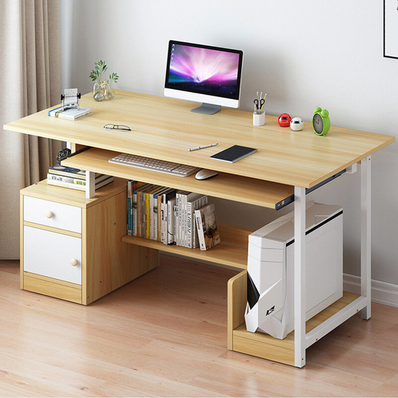 Escritorio de ordenador de oficina en casa con bandeja de teclado, cajón de almacenamiento, Mesa Grande, mesa de escritura para estudiantes, muebles de trabajo, 110x45x72cm