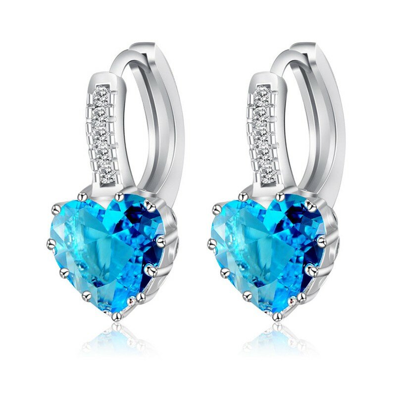 Coração de pedra design cz zircon 925 prata esterlina piercing brincos feminino bling australiano cristal jóias casamento brincos