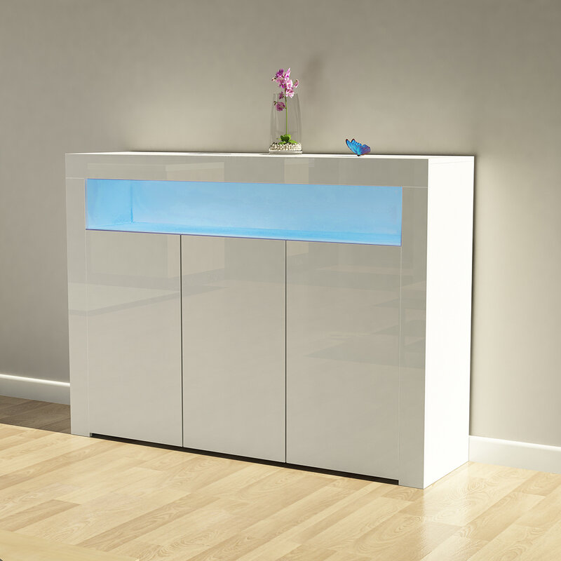Panana Modern Living Room Cupboard Unit Matt Body & White High Gloss Fronts Cabinet Furniture Wall Shelf Ship to Europe