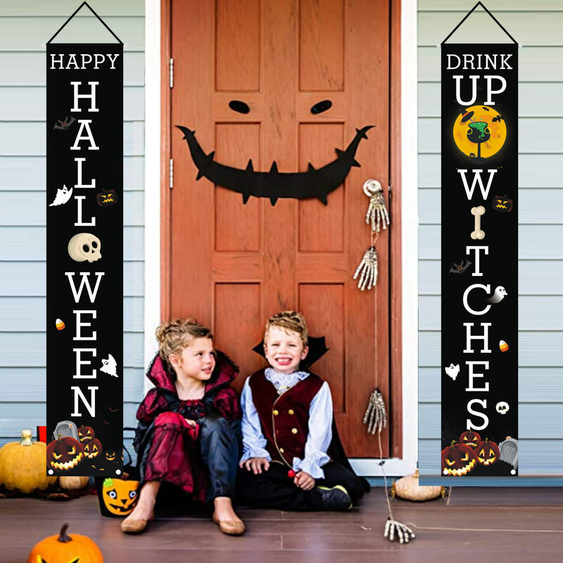 Dekoracje na drzwi Halloween Couplet wiszące na zewnątrz drzwi Union Party kurtyna dekoracyjna dwuwiersz Halloween materiały świąteczne