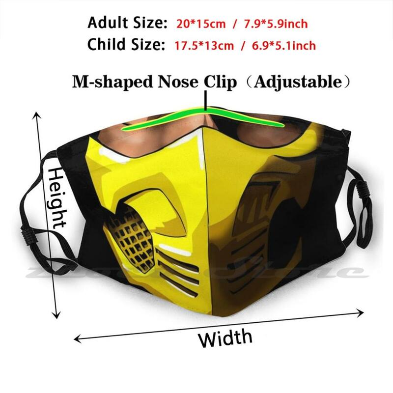 Scorpion Face Mask Washable Trending Customized Pm2.5 Filter Mask Scorpion Mortal Combat 19