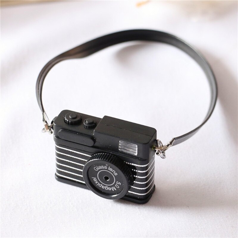 ทารกแรกเกิดการถ่ายภาพ Props ตุ๊กตา Mini กล้อง1/12 Dollhouse Miniature Vintage Retro กล้องของเล่นทารกอุปกรณ์เสริม