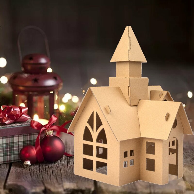 Decoraciones navideñas de Casa de galletas para niños, paquete de Material hecho a mano artesanal, luminoso, cabaña casera, regalo de Navidad