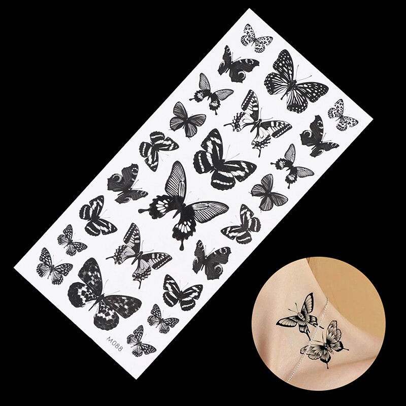 1 foglio di autoadesivo del tatuaggio temporaneo impermeabile 3D farfalla tatuaggio finto gamba braccio arte donne Body Art