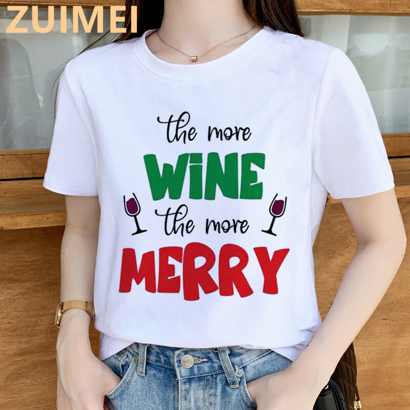 T-Shirt manches courtes femme blanc, décontracté et humoristique, à la mode, lunettes de vin, imprimé pissenlit