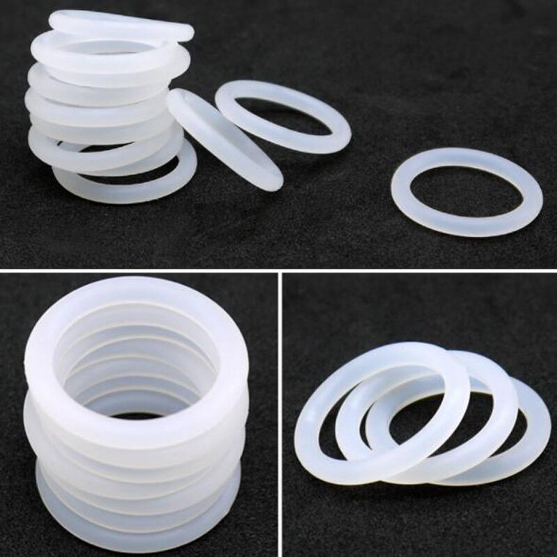 Fio diâmetro 1mm branco borracha de silicone grau alimentício anel de vedação arruela od 5-50mm