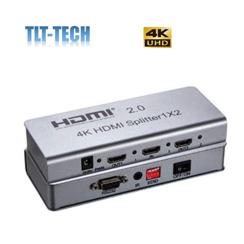 Divisor HDMI 1x2, 2 puertos 1 in - 2 Out Ultra HD 4K/2K @ 60Hz (60 fps) HDR HDMI 2,0 HDCP 2,2 Full HD/3D 1080P DTS