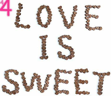 L'amore è dolce e MISS MRS Wedding Bunting Banner con 100 pezzi rustici in legno LOVE Heart Wedding Table Scatter Party Decor