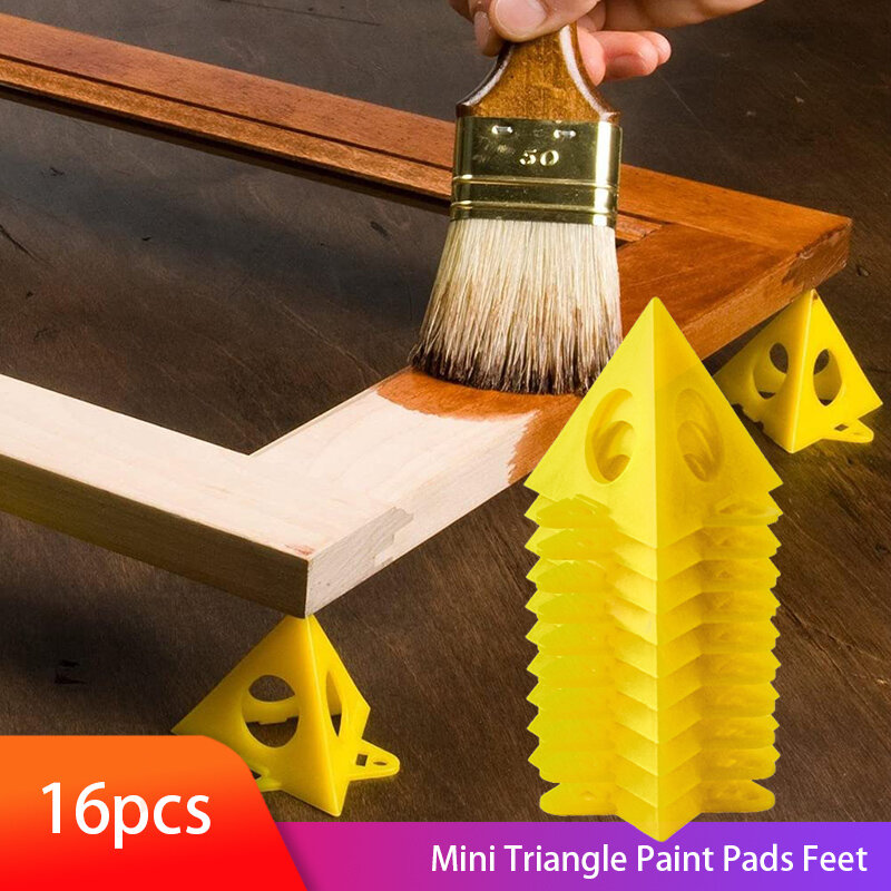 16 buah alat dudukan cat Mini segitiga bantalan cat kaki untuk tukang kayu pertukangan Aksesori pertukangan