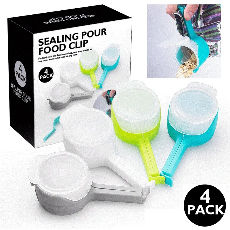 4 stücke Kunststoff Tasche Sealer Dichtung Gießen Lebensmittel Lagerung Tasche Clip Essen Dicht Clip Wirkung Clamp Küche Werkzeuge