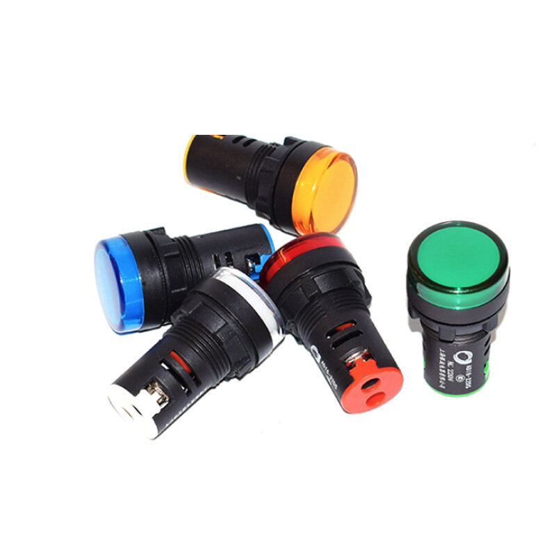 Lâmpada de led indicador de energia 22mm 12v 24v 220v 380v, ac e dc com empunhadura universal, vermelho, verde, azul, amarelo e branco, 1 peça