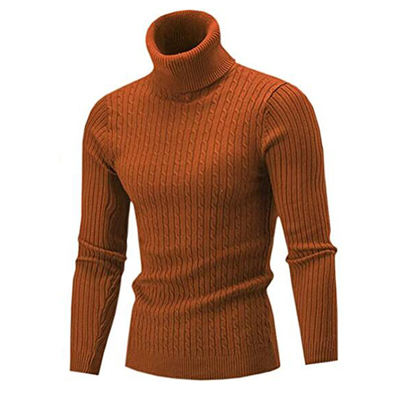 Suéter de gola alta masculino, pulôver casual, grosso, alta qualidade, inverno