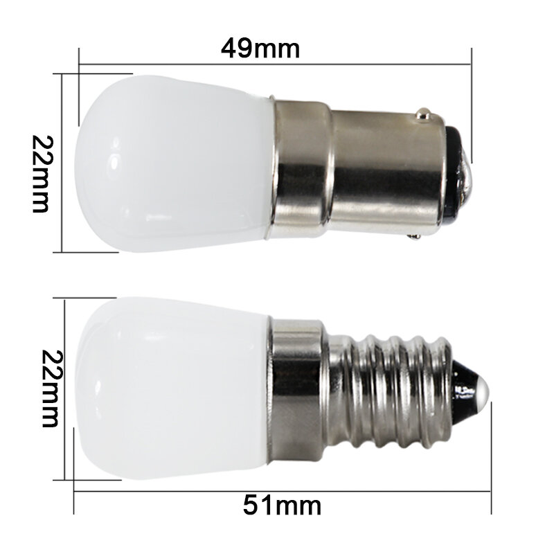 Ampoule B15 E12 E14 led 전구 빛 T22 12 v 110v 220v 1.5W 미니 스포트 라이트 냉장고 냉장고 조명 서리로 덥은 쉘 12 V 볼트 램프
