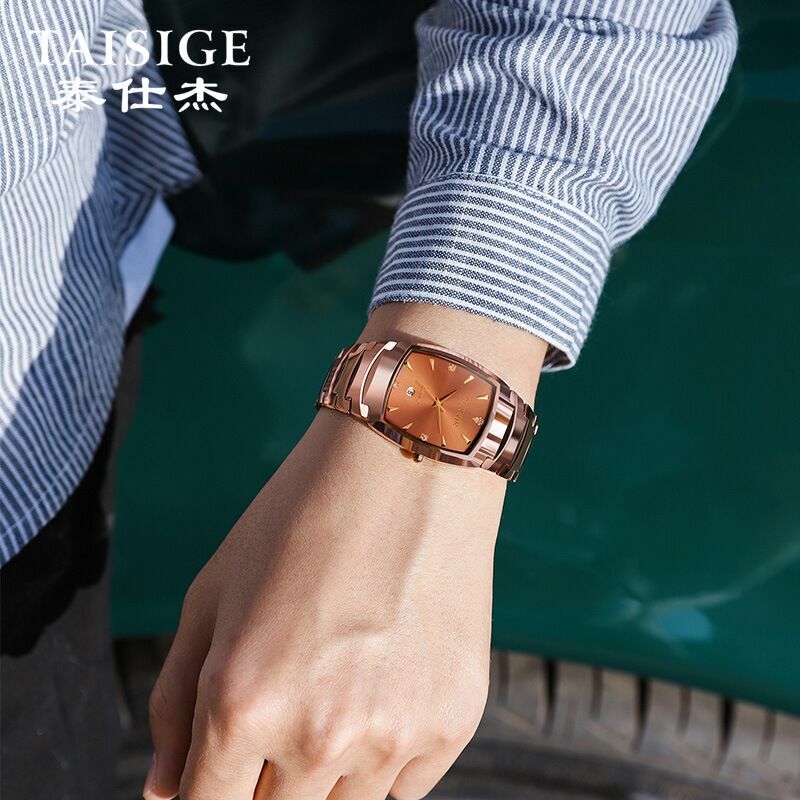 Taisige Fashion Leisure Tungsten Steel Watch Calendar Quartz Watch Men's Sports Watch Men's Watch Japanese Movement