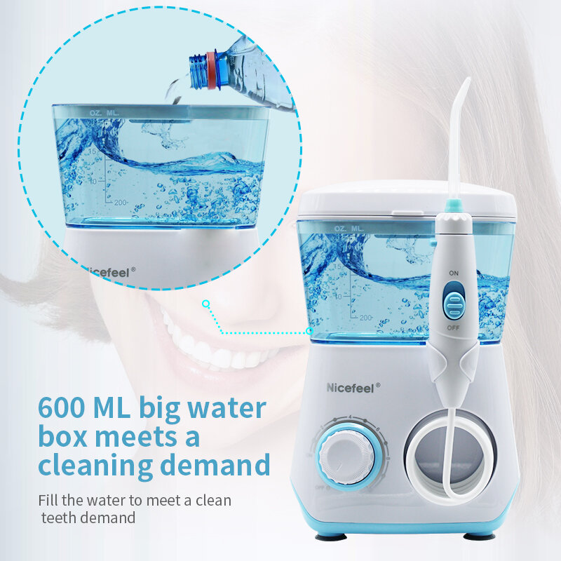 Nicefeel Dental Flosser 8 Tips 600ML irrigatore orale detergente per denti idropulitrice idropulsore dentale elettrico